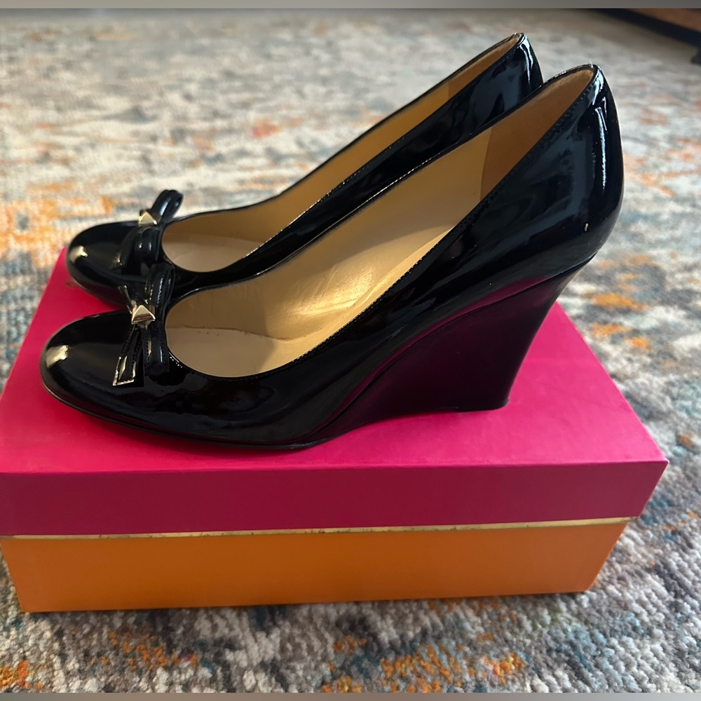 Kate Spade Black Patent Wedge Shoes